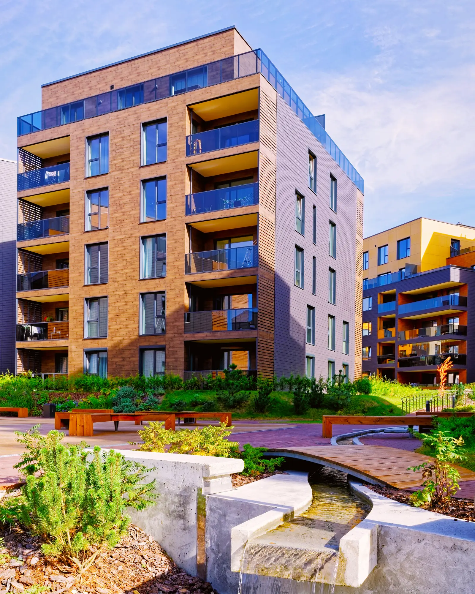 condo complex with fountain